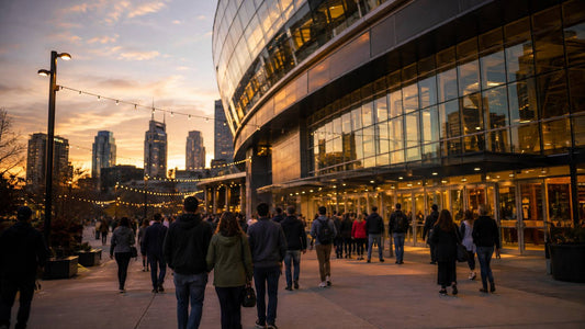 Fans arriving at Bridgestone Arena in Nashville before a game or concert