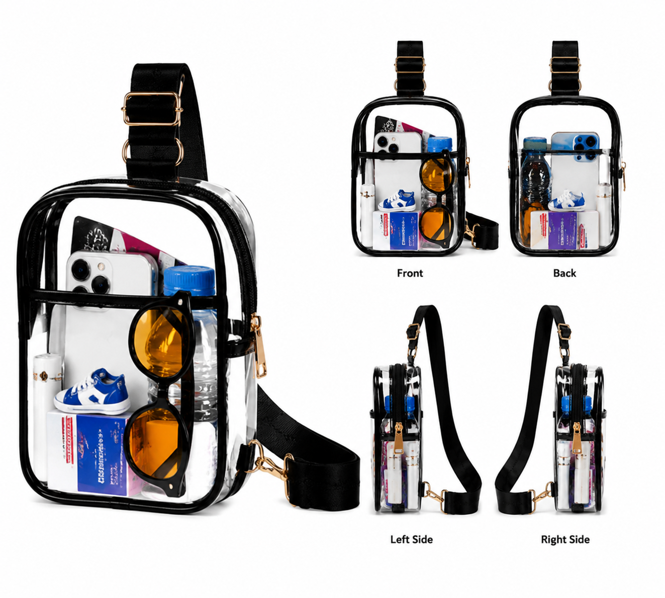 3-Pocket Clear Stadium Crossbody Bag