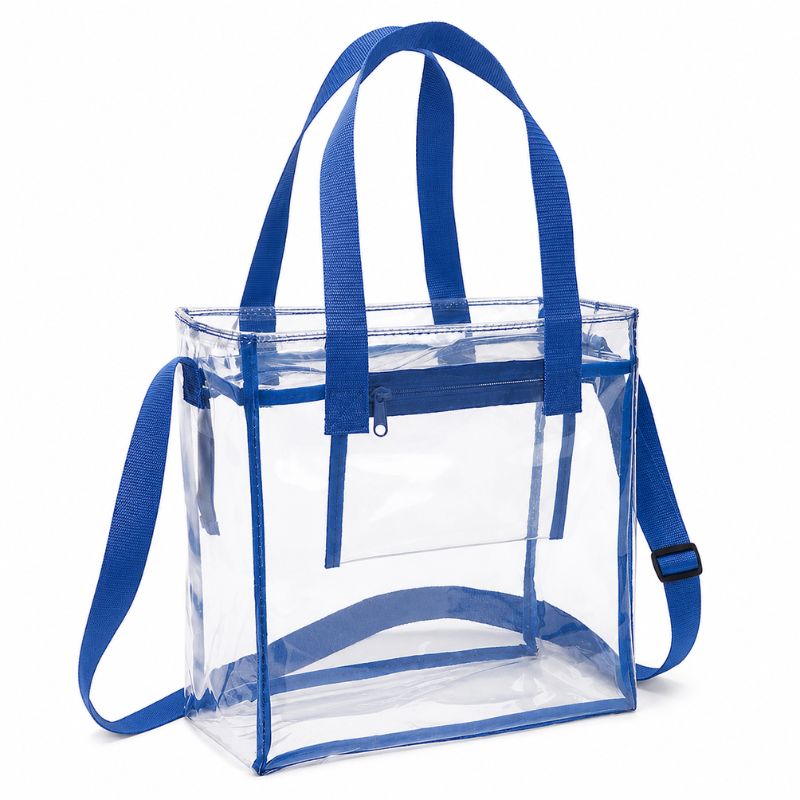 Clear Crossbody Stadium Tote Bag, Royal Blue