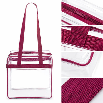 12x12x6 Clear Stadium Bag - Burgundy Trim